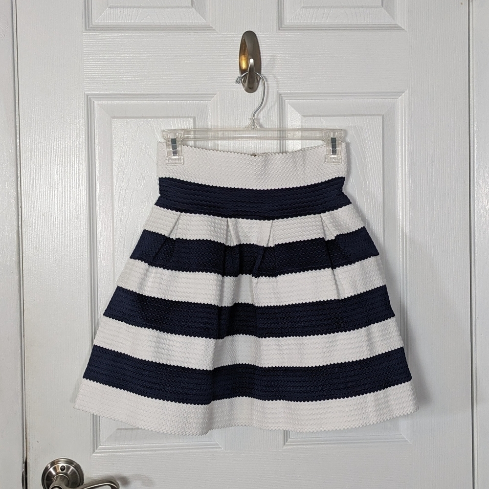 Classic Navy & White Striped A-Line Skirt